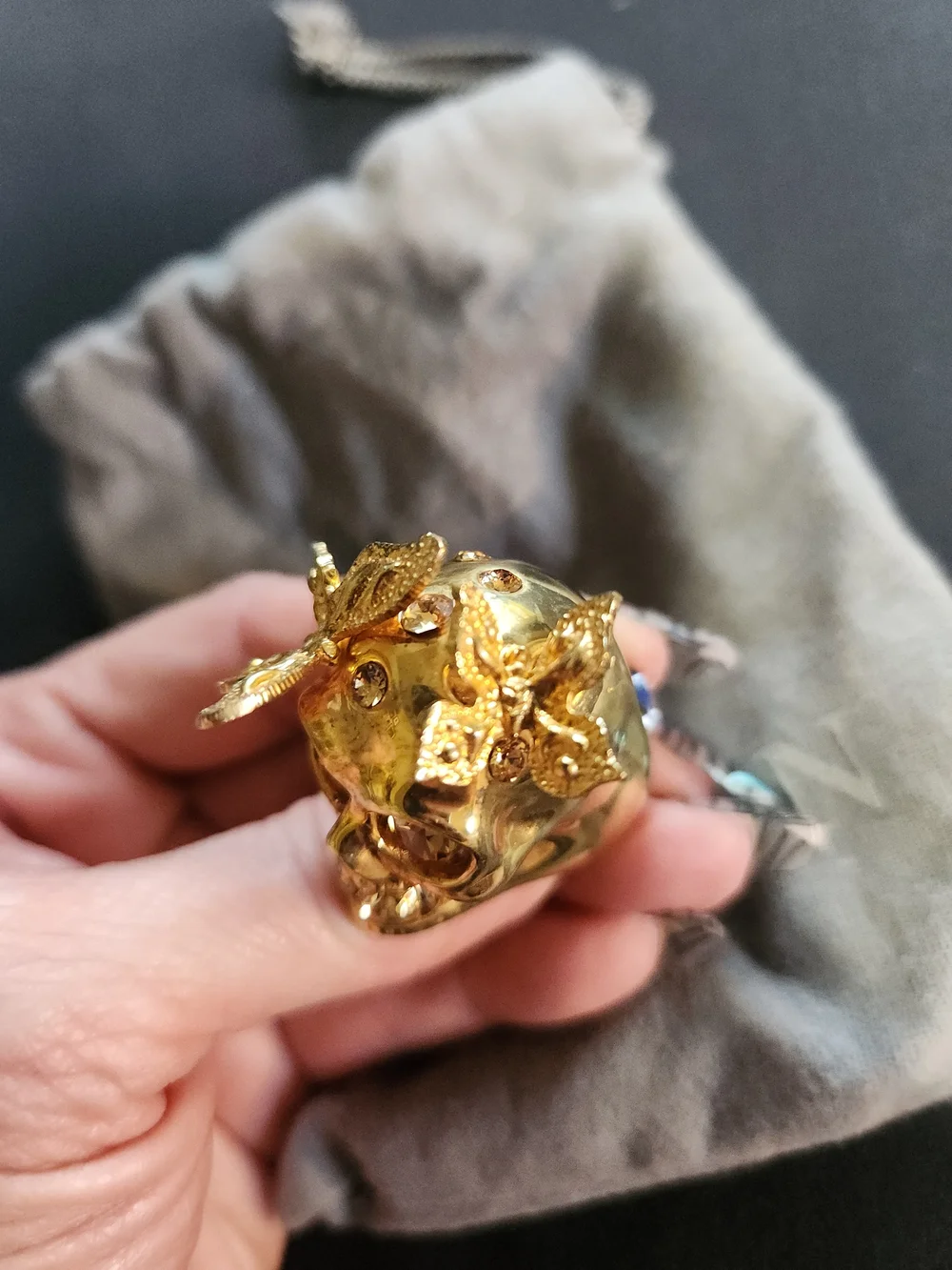 Alexander McQueen Skull & Butterfly Ring